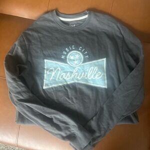 Music City Nashville Grey Crewneck Pullover Sweatshirt Womens Size Medium